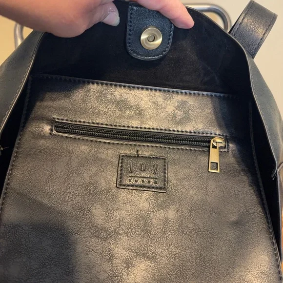 Joy Susan Black Faux Leather Tote Bag Large Minimalist Shoulder Bag - Picture 6 of 6